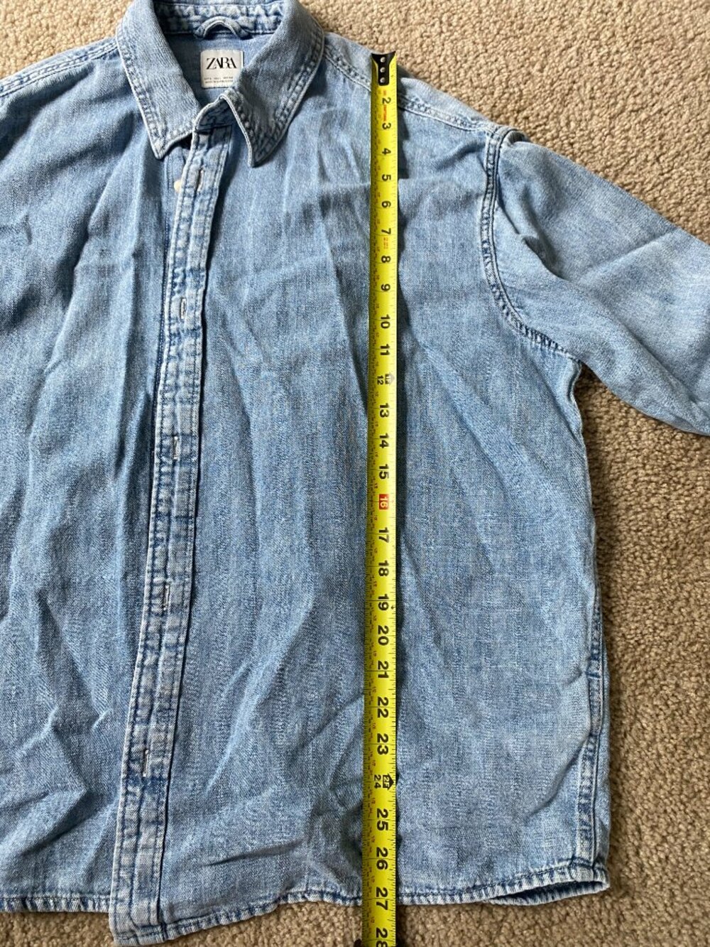 Zara Men’s Denim Jean Shirt – Relaxed Fit – Size L – Good Condition - Picture 6 of 6